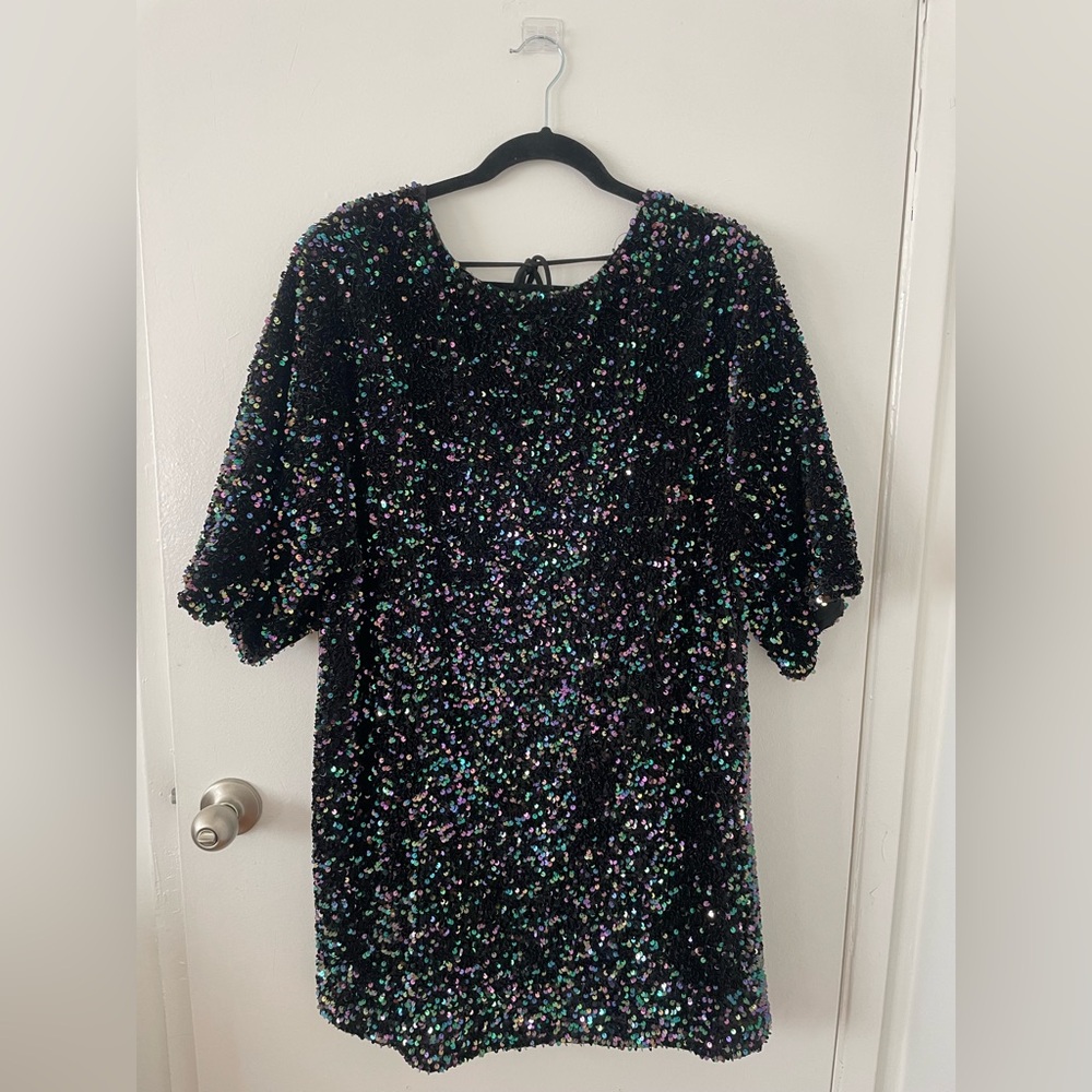 Showpo Black Sequin Mini Dress